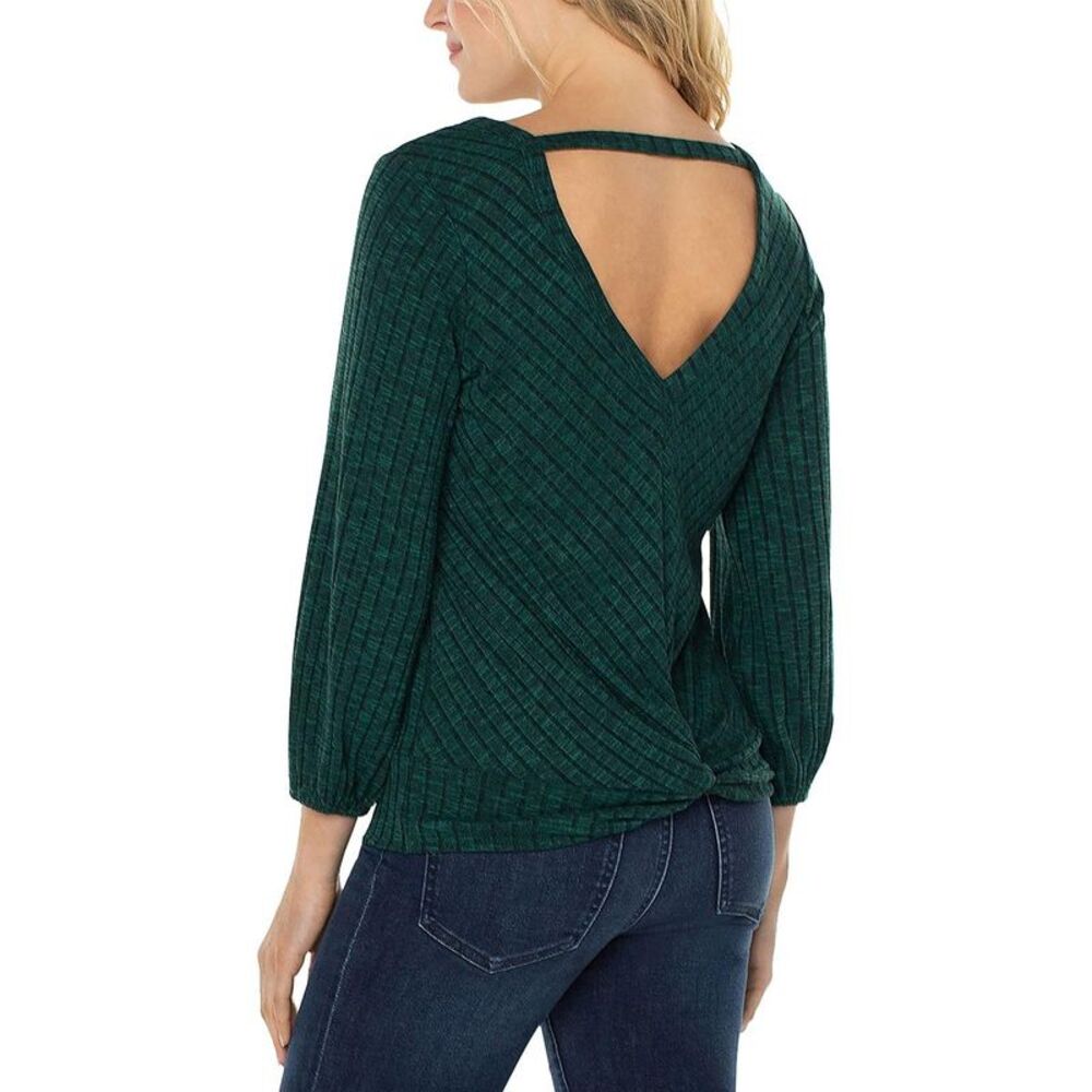 Liverpool Womens Green Textured Polyester Pullover Top NWT - Picture 2 of 2